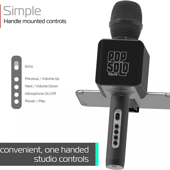 Tzumi PopSolo Portable Wireless Bluetooth Karaoke Microphone Built in Speaker - Picture 4 of 7